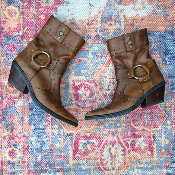 Harley-Davidson Shoes - Harley Davidson leather heeled pointed toe boots